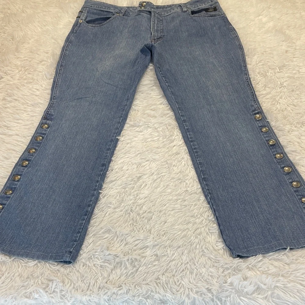 Harley-Davidson DENIM SEE MEASUREMENTS Jeans with Button Accents WOMENS 16